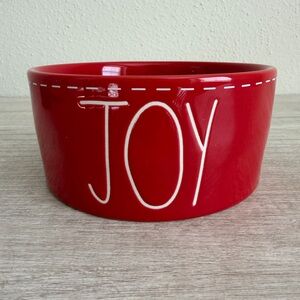 Rae Dunn Artisan Collection by Magenta Red Ceramic Dog Bowl JOY